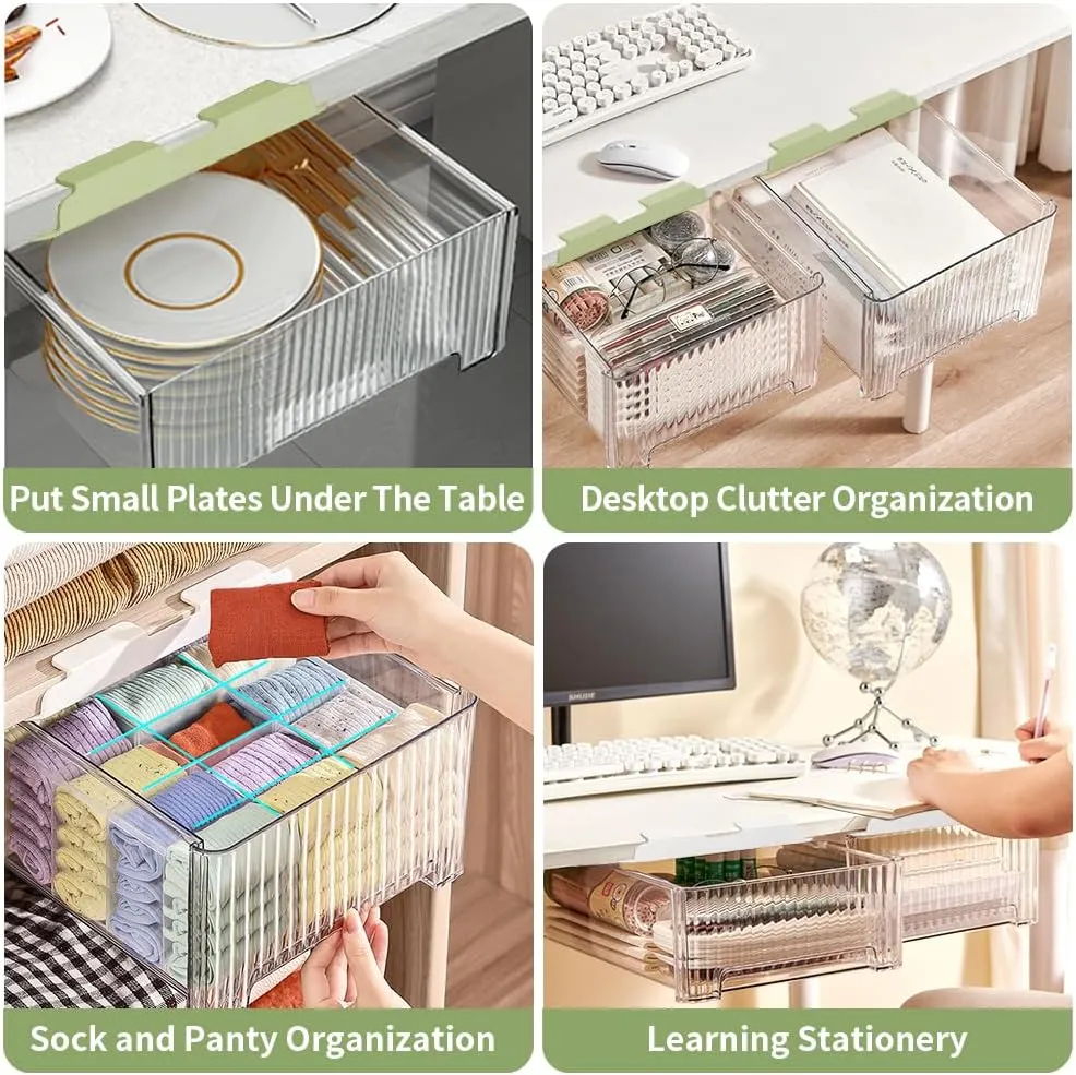 Underwear Organizer Drawer for Closet, 12 Cells Under Shelf Basket with Detachable Divider, Closet Organizer and Storage Box for Bras, Socks, Ties, Belts (Hanging Style, White, 1 Pcs)