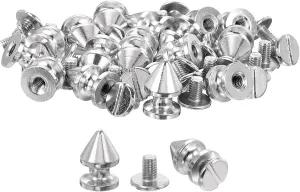 uxcell 20Sets Cone Spike Stud Rivet, 8x12mm Screw Back Tree Studs and Spikes for Leather Craft, Clothing, Shoes, Belts, Bags (Silver)
