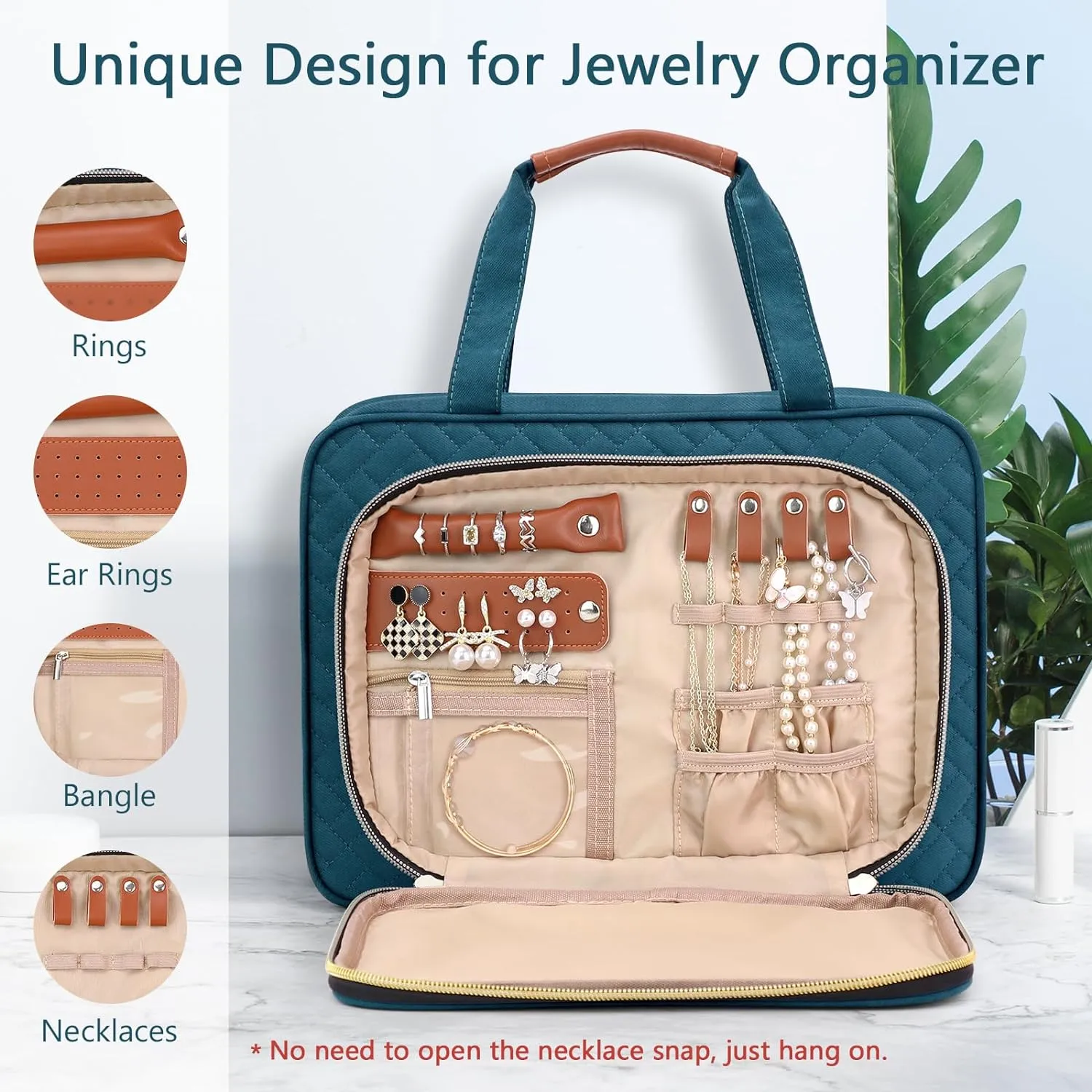 Wedama Toiletry Bag for Women, Hanging Travel Toiletry Bag with Jewelry Organizer Compartment Large Makeup Bag, PVC Waterproof Cosmetic Travel Bag for Travel Business Trips Camping Bathroom, Blue